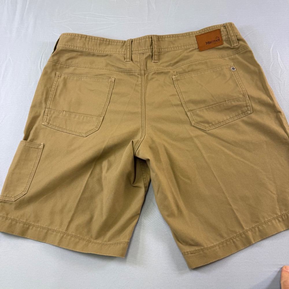 Marmot Mens Tan Canvas Work Carpenter Shorts Size 40 Brown Utility Hiking Rugged - Picture 3 of 16